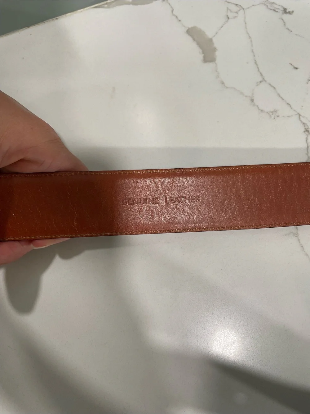 Brooks Brothers Tan Leather Belt with Silver Buckle